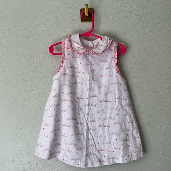 Petit Bébé Light Pink Linen/Cotton Ruffle Collar Bird Dress Size 3 - Picture 8 of 8